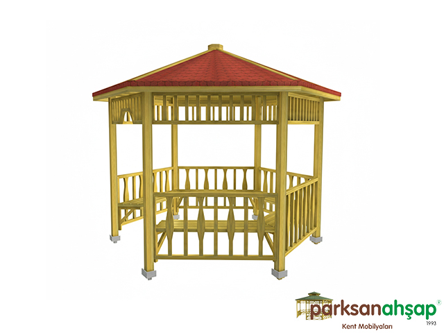 Ahşap Altıgen Gazebo 300x300x290 (LWH) 70114